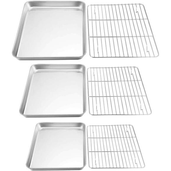 TeamFar Baking Sheet with Rack Set, Stainless Steel Cookie Sheet Baking Pans - Picture 1 of 7